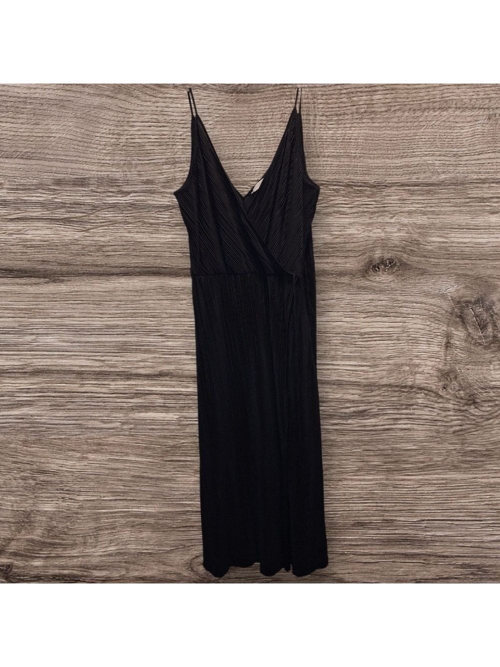 H&M Black Wrap Dress Spaghetti Strap Large